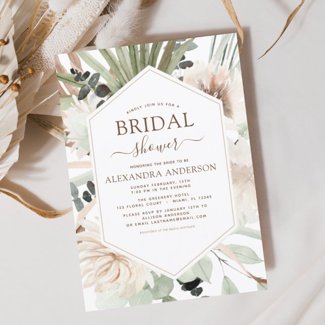 Budget Pampas Grass Bridal Shower Boho Eucalyptus  Flyer (Creator Uploaded)