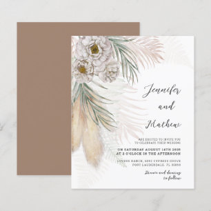 Budget Pampas Grass & Floral Wedding Invitation