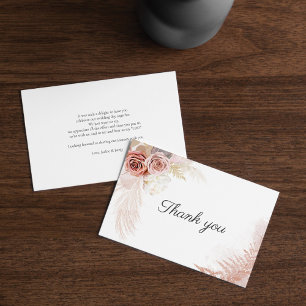 Budget Pampas Grass Floral Wedding Thank You Card