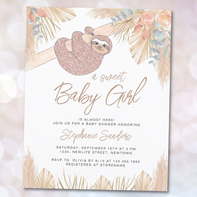 Budget Pampas Grass Girl's Baby Shower Invitation (Creator Uploaded)
