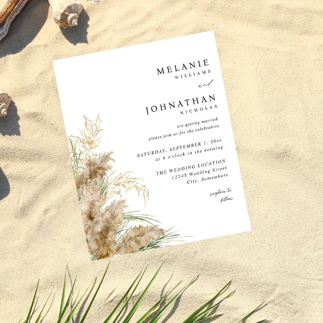 Budget Pampas Grass & Gold Wedding 2 Flyer (Creator Uploaded)