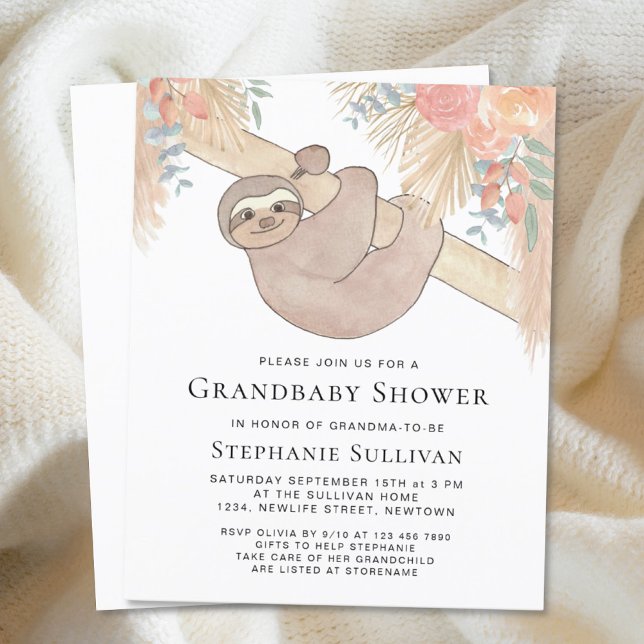 Budget Pampas Grass Grandma Baby Shower Invitation (Creator Uploaded)