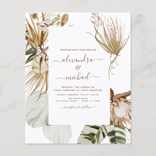 Budget Pampas Grass Photo Bohemian Boho Wedding (Front)