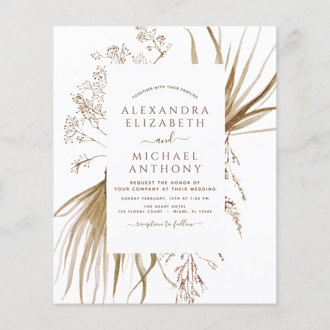 Budget Pampas Grass Photo Boho Wedding (Front)