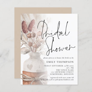 Budget Pampas Grass Script Bridal Shower Invite