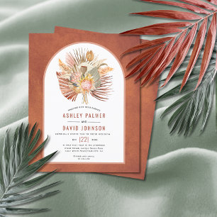 BUDGET Pampas grass terracotta wedding invitation