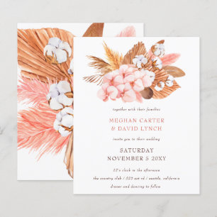 Budget Pampas Orchids Blush Wedding Invitation