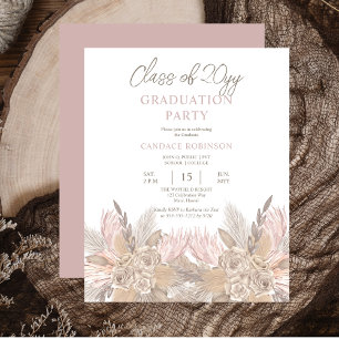 BUDGET Pampas   Roses Neutral Grad Party Invit