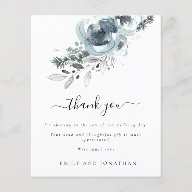 Budget PAPER | Festive Floral Wedding Thank You (Front)