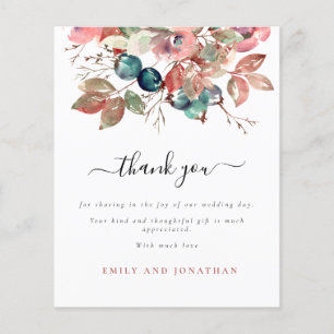 Budget PAPER FLYER Pink Floral Wedding Thank You