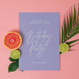 Budget party decor purple lilac birthday welcome