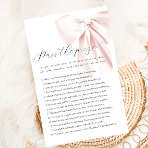 Budget Pass the prize Pink Bow Baby Shower Game Flyer