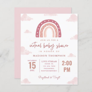 Budget Pastel Pink Rainbow Virtual Baby Shower