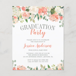 Budget Pastel Watercolor Flower Graduation Party