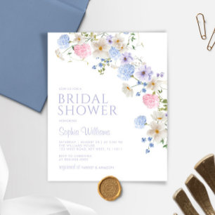 Budget Pastel Wildflower Bridal Shower Invitation