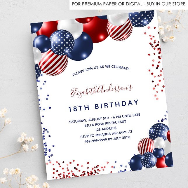 Budget patriotic birthday party invitation (Creator Uploaded)