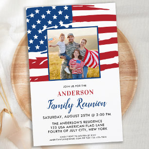 Budget Patriotic Family Reunion USA Flag Photo Inv