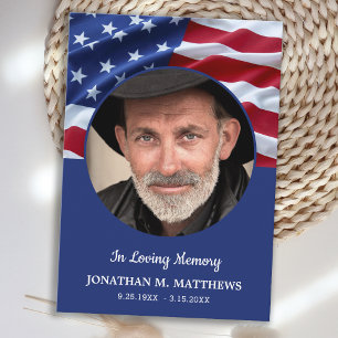 Budget Patriotic Photo Memorial Funeral Thank You Card