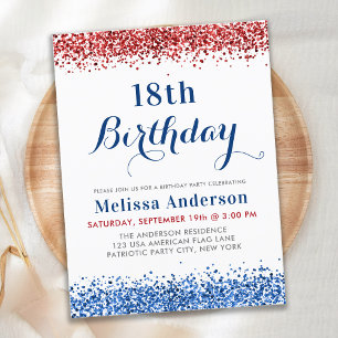 Budget Patriotic Red White Blue Glitter Birthday