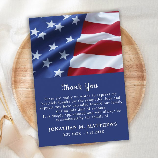 Budget Patriotic Veteran Flag Funeral Thank You Card (Creator Uploaded)