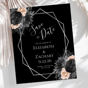 Budget Peach Black Floral Silver Geometric Wedding