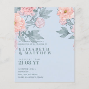 Budget Peach Floral Dusty Blue Sage Leaf Wedding
