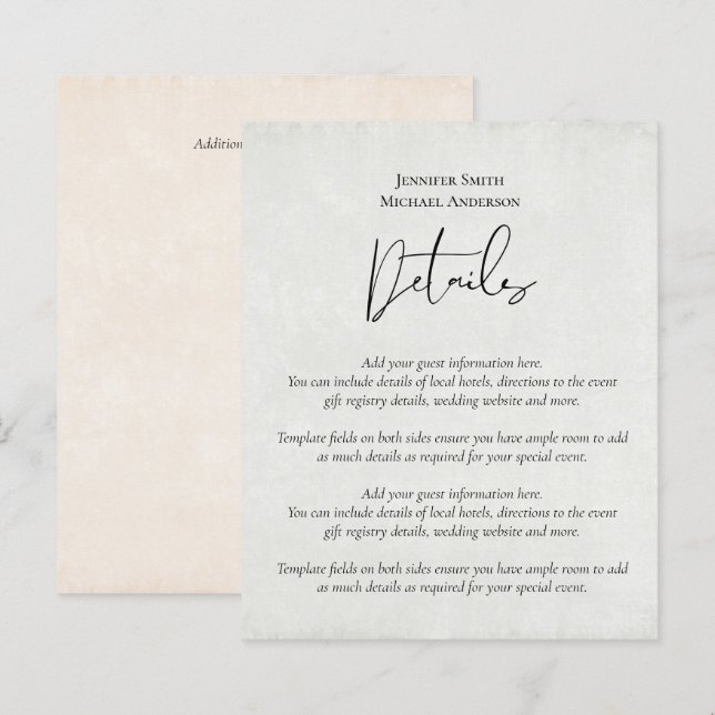 BUDGET Peach Grey Wedding Watercolor (Front/Back)
