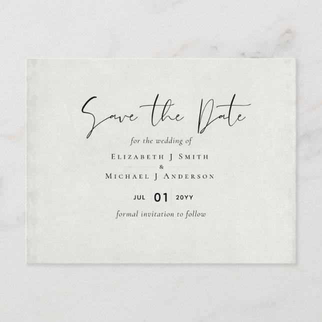 BUDGET Peach Grey Wedding Watercolor Save Dates Postcard (Front)