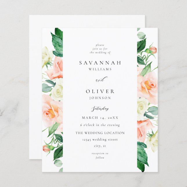 Budget Peach & White Floral Wedding V3 (Front/Back)