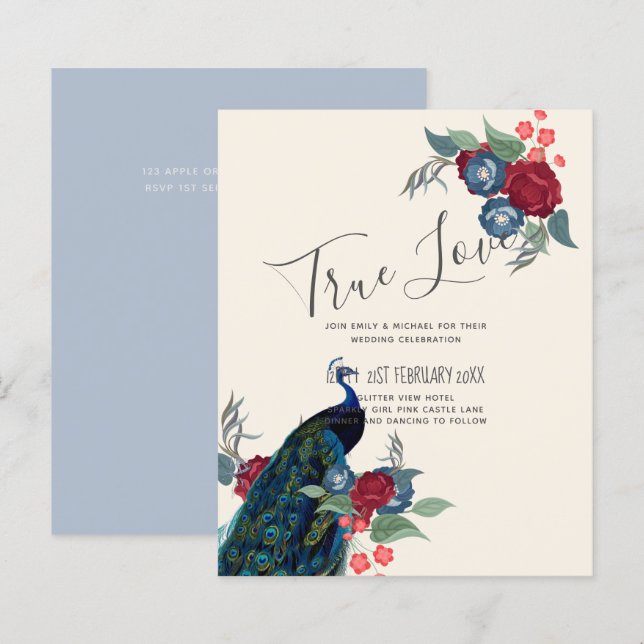 BUDGET  Peacock Blue Burgundy Winter Fall Wedding (Front/Back)