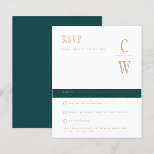 BUDGET Peacock TEAL Green Gold Wedding RSVP
