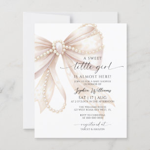 Budget Pearl and Bow Sweet Little Girl Baby Shower