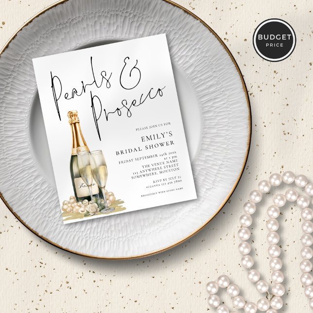 Budget Pearls Prosecco Glass Bridal Shower Invit (Creator Uploaded)