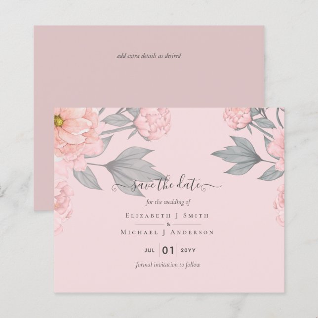 BUDGET  PEONIES Pink Sage Peach Wedding (Front/Back)
