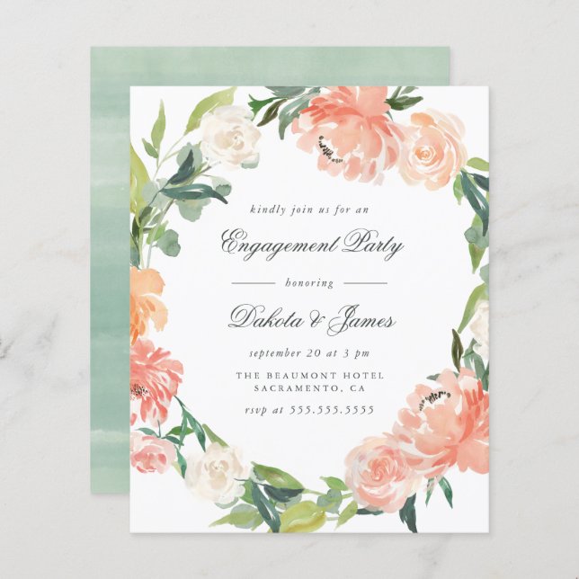 Budget Peony Eucalyptus Greenery Engagement Party (Front/Back)