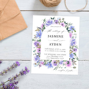 Budget Peri & Purple Floral Arch Wedding Flyer