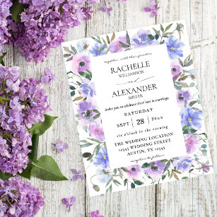 Budget Peri & Purple Floral Wedding Flyer