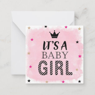 Budget personalised baby girl birth announcement