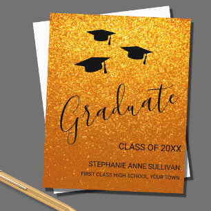 Budget Personalised Gold Glitter Grad Announcment
