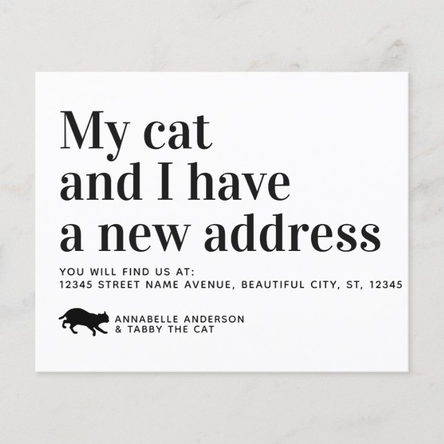 Budget Pet Cat We've Moved New Address Moving Card (Front)