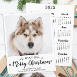 Budget Pet Photo 2025 Calendar Dog Christmas Card<br><div class="desc">We Woof You A Merry Christmas! Send cute and fun holiday greetings with this super cute personalised custom pet photo holiday card and 2025 calendar card on the back. Merry Christmas wishes from the dog with cute paw prints in a fun modern photo design. Add your dog's photo or family...</div>