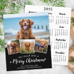 Budget Pet Photo Dog Merry Christmas 2025 Calendar<br><div class="desc">We Woof You A Merry Christmas! Send cute and fun holiday greetings with this super cute personalised custom pet photo holiday card and 2025 calendar on the back. Merry Christmas wishes from the dog with cute paw prints in a fun modern photo collage design. Add your dog's photos or family...</div>