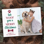 Budget Pet Photo Merry Christmas From The Dog Card<br><div class="desc">We Woof You A Merry Christmas! Send cute and fun holiday greetings with this super cute personalised custom pet photo holiday card. Merry Christmas wishes from the dog with cute paw print and bone design in a fun modern photo design. Add your dog's photo or family photo with the dog,...</div>