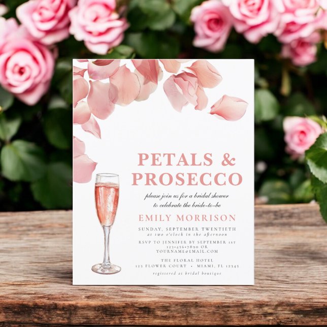 Budget Petals & Prosecco Bridal Shower Invitation Flyer (Creator Uploaded)