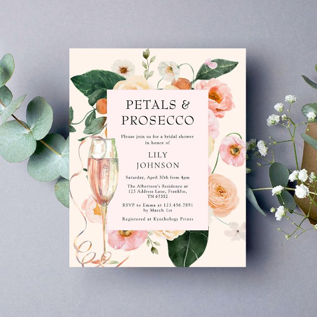 Budget Petals & Prosecco Floral Bridal Shower Flyer (Creator Uploaded)