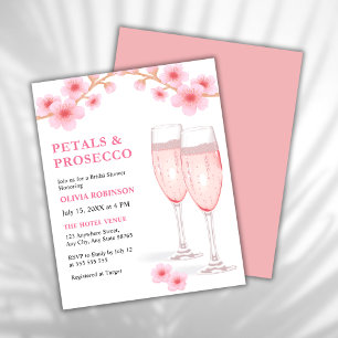 Budget Petals & Prosecco Pink Bridal Shower Invite