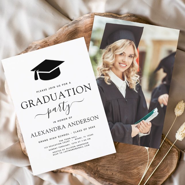 Budget Photo 2023 Graduation Party Black White Flyer (Creator Uploaded)