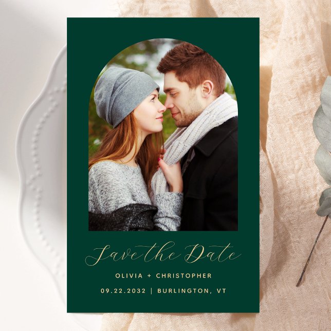 Budget Photo Arch Emerald Green Gold Save the Date (Creator Uploaded)