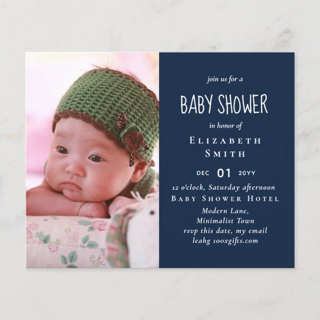 BUDGET Photo Baby Shower Announcement Thank You (Front)