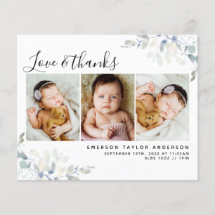 Budget Photo Baby Thank You Card   Eucalyptus